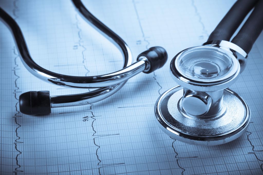 Stethoscope and EKG Representing Cardiac Checkup