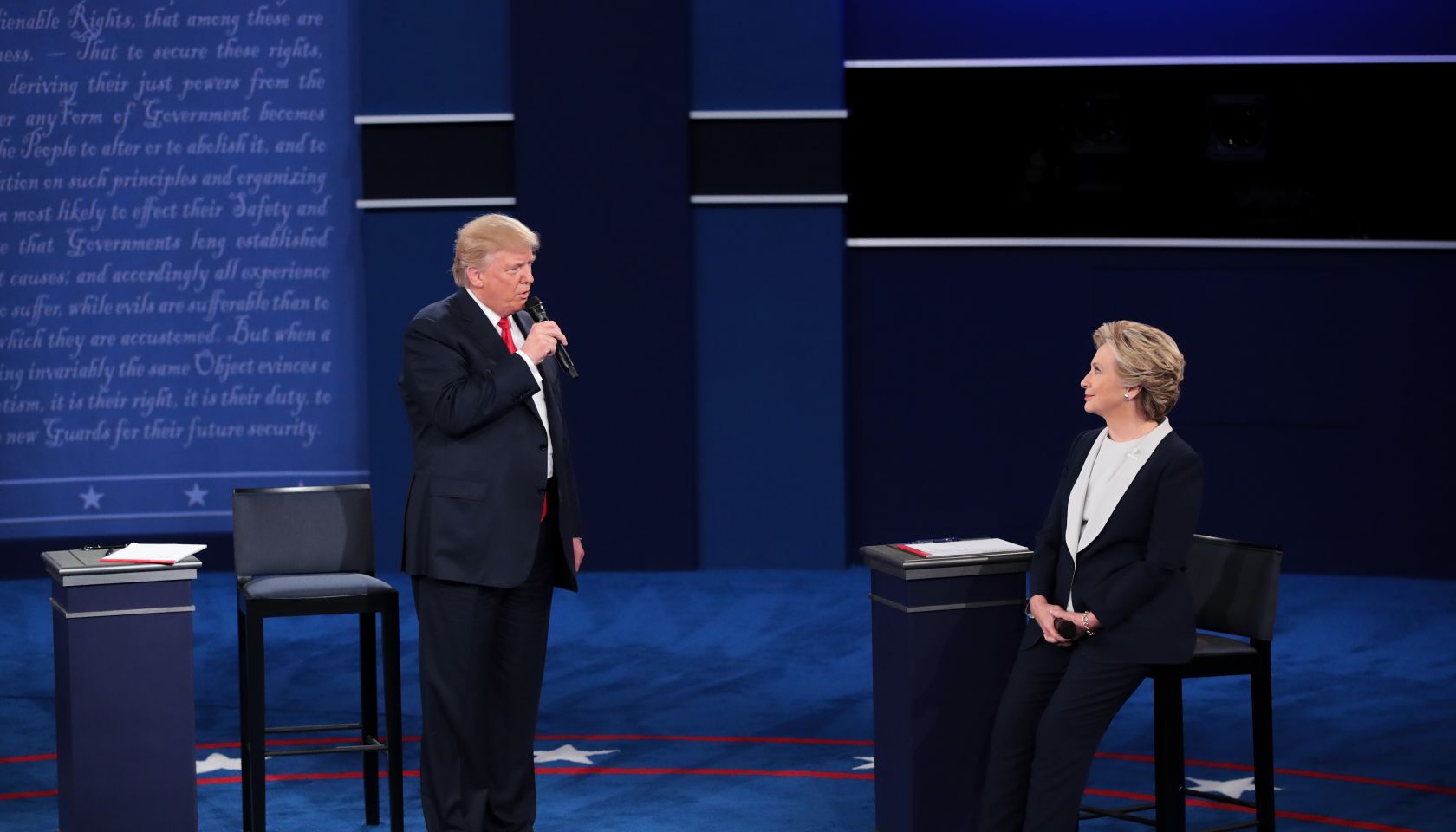 Candidates Hillary Clinton And Donald Trump Hold Second Presidential Debate At Washington University