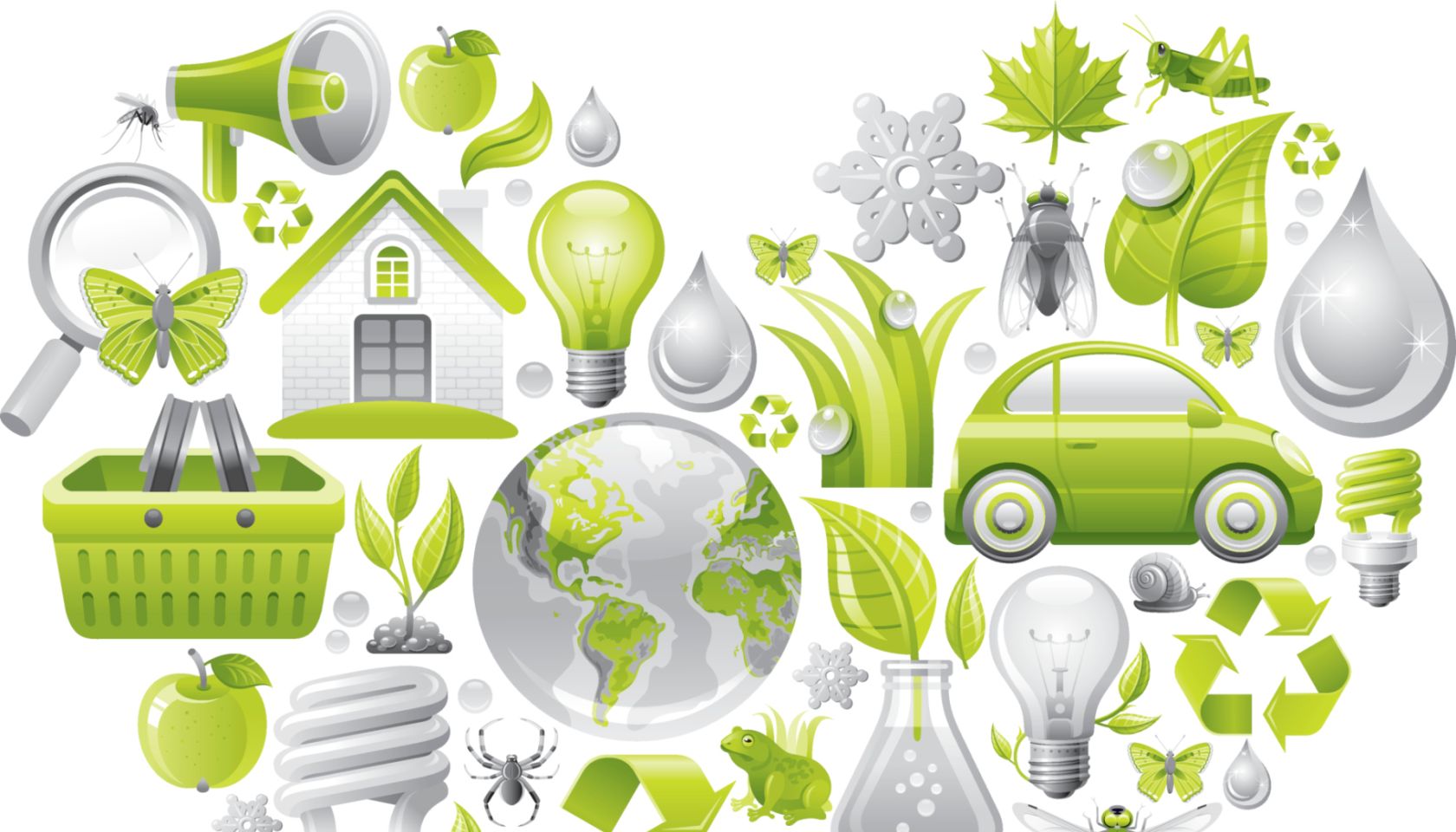 Ecological concept in heart on white background