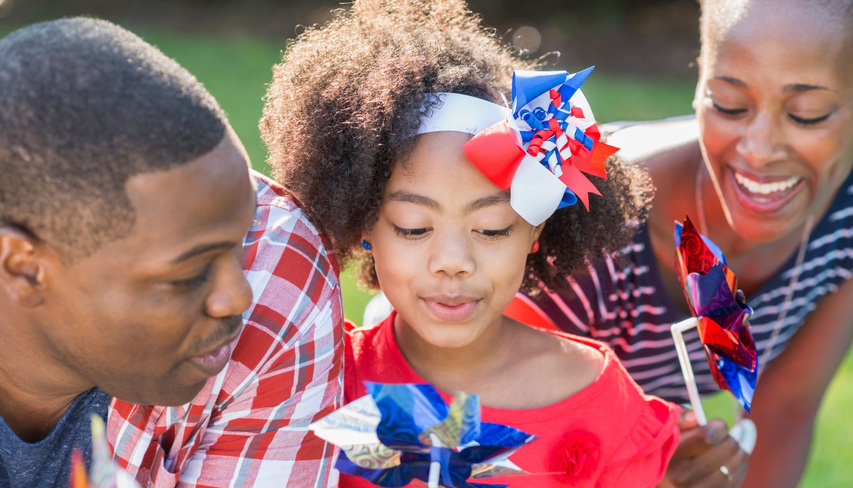 Family celebrating Memorial Day or July 4th