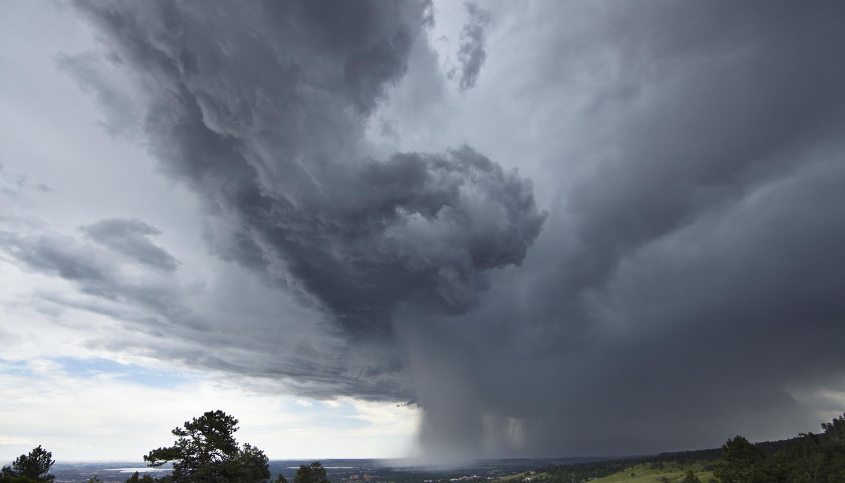 Dramatic clouds with heavy rain